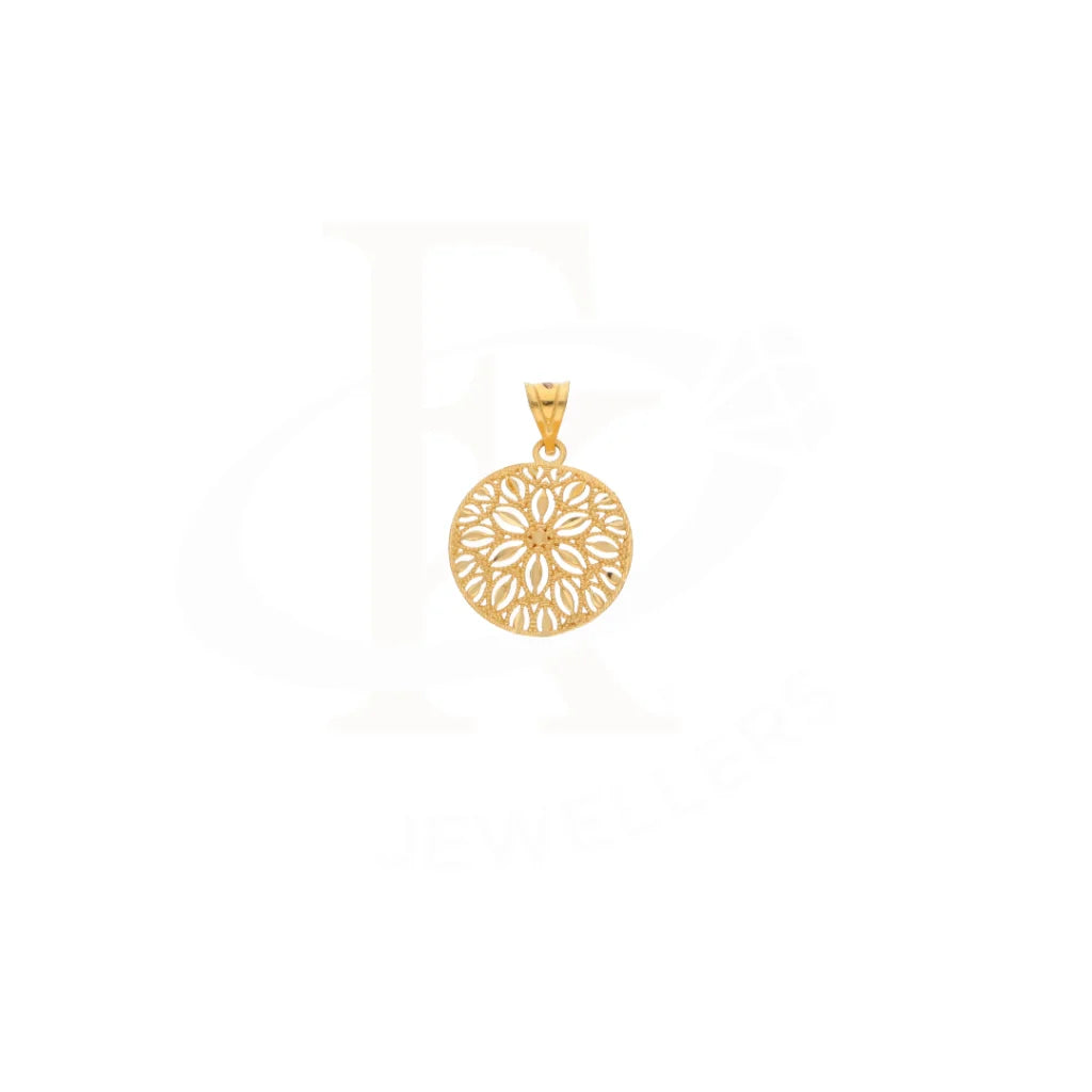 Gold Round Flower Design Pendant 21Kt - Fkjpnd21Km8389 Pendants