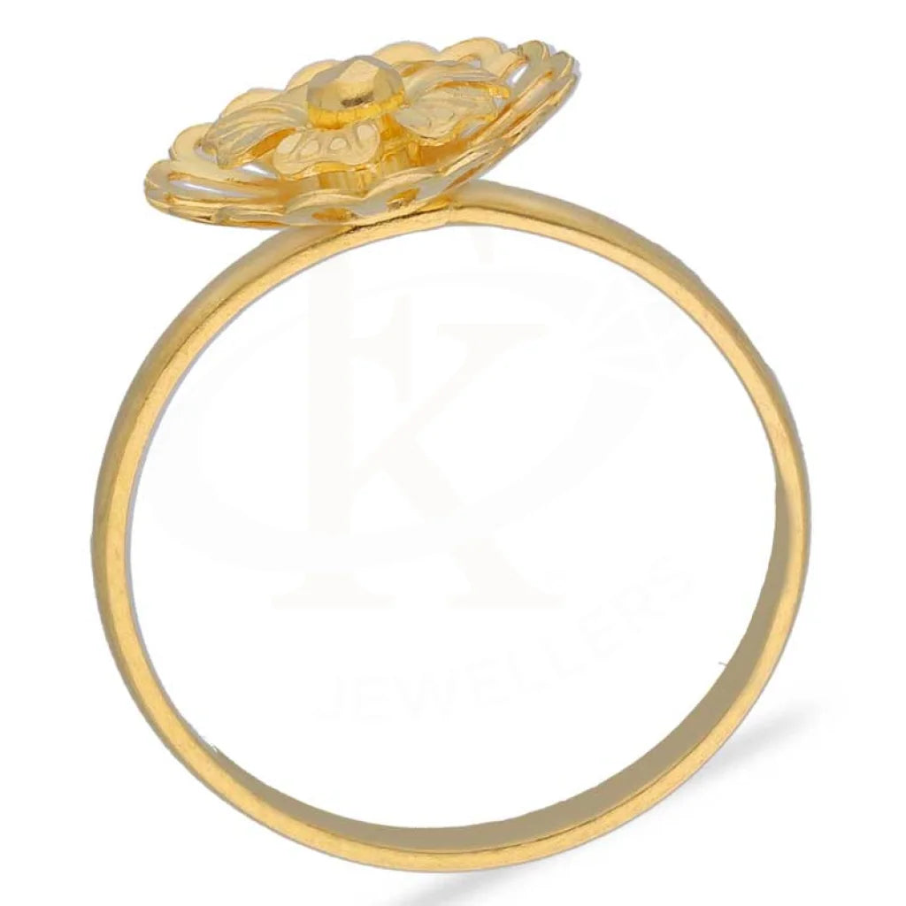 Gold Round Flower Shaped Ring 22Kt - Fkjrn22K3603 Rings