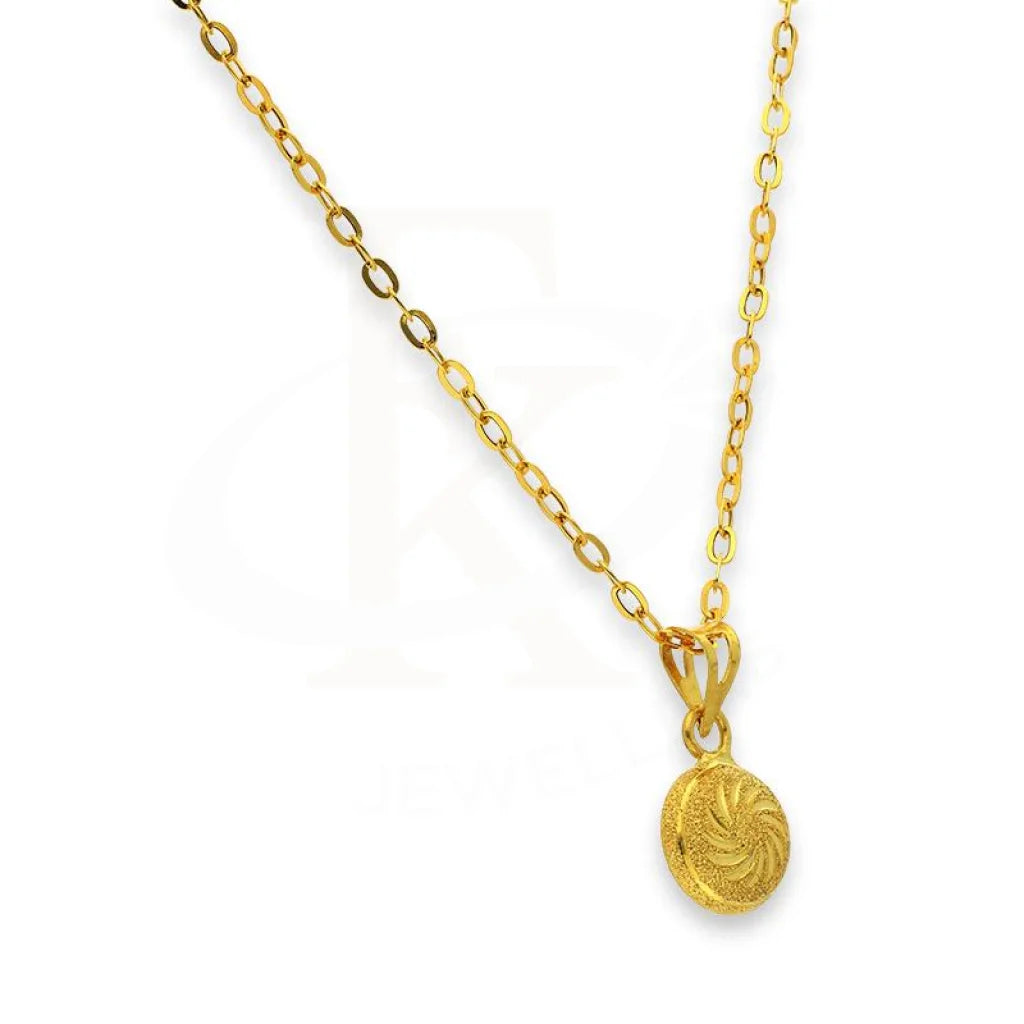 Gold Round Pendant Set (Necklace And Earrings) 18Kt - Fkjnklst18K2232 Sets