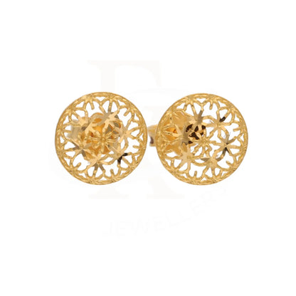 Gold Round Shaped Earrings 21Kt - Fkjern21Km8489