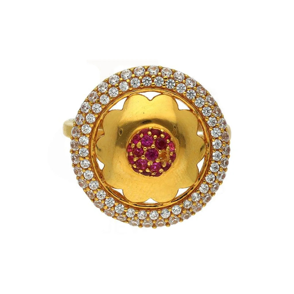 Gold Round Shaped Flower Ring 22Kt - Fkjrn22K2829 Rings