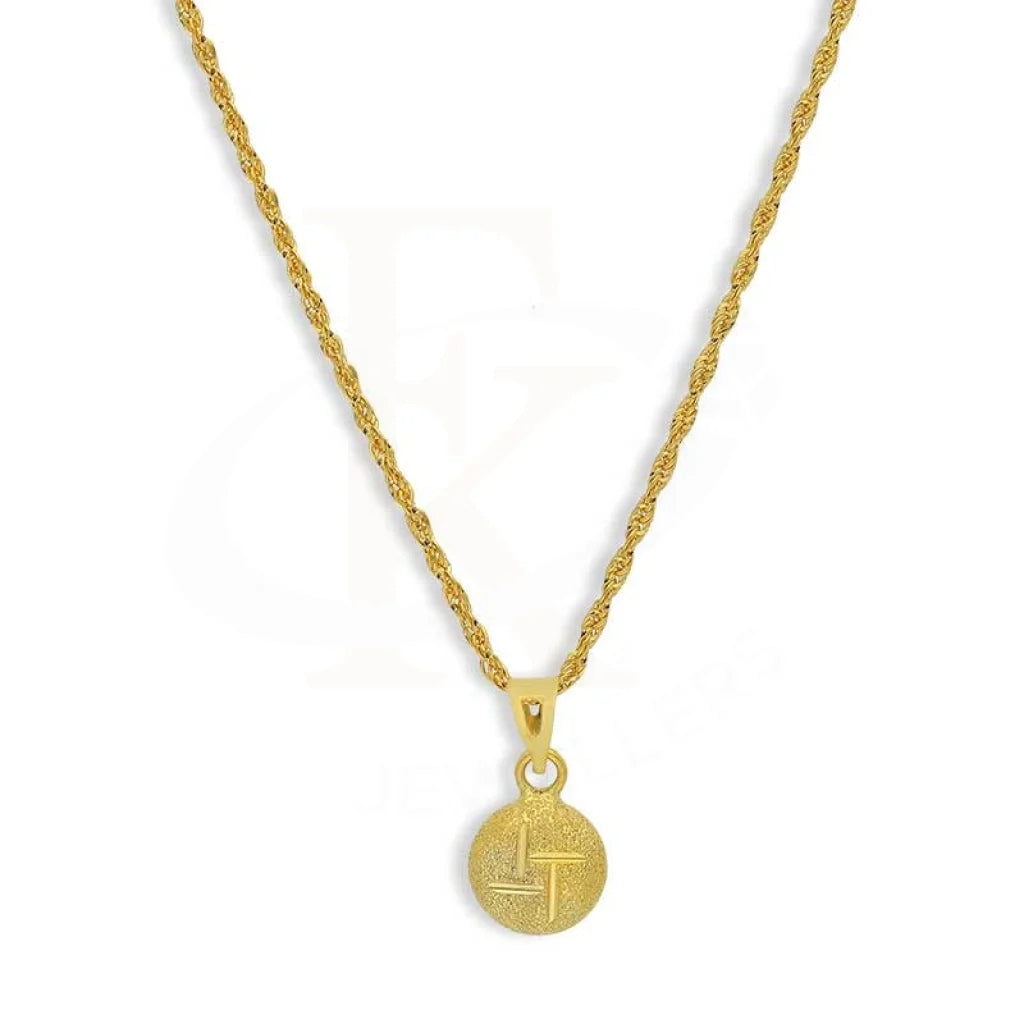 Gold Round Shaped Pendant Set (Necklace And Earrings) 18Kt - Fkjnklst18K2437 Sets