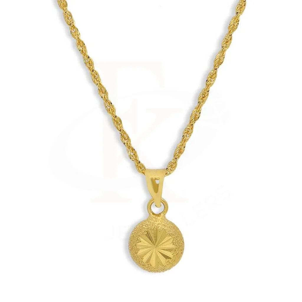 Gold Round Shaped Pendant Set (Necklace And Earrings) 18Kt - Fkjnklst18K2438 Sets