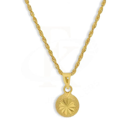 Gold Round Shaped Pendant Set (Necklace And Earrings) 18Kt - Fkjnklst18K2438 Sets