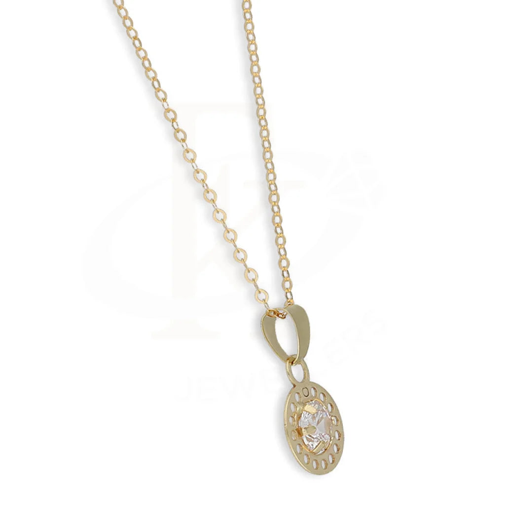 Gold Round Shaped Solitaire Pendant Set (Necklace And Earrings) 18Kt - Fkjnklst18K5575 Sets