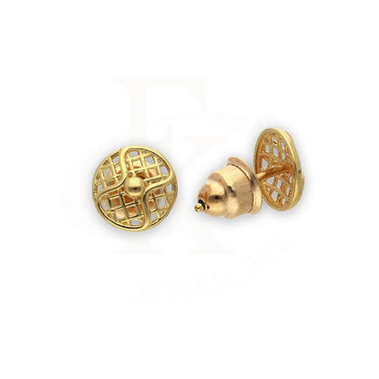 Gold Round Shaped Stud Earrings 18Kt - Fkjern18K2295