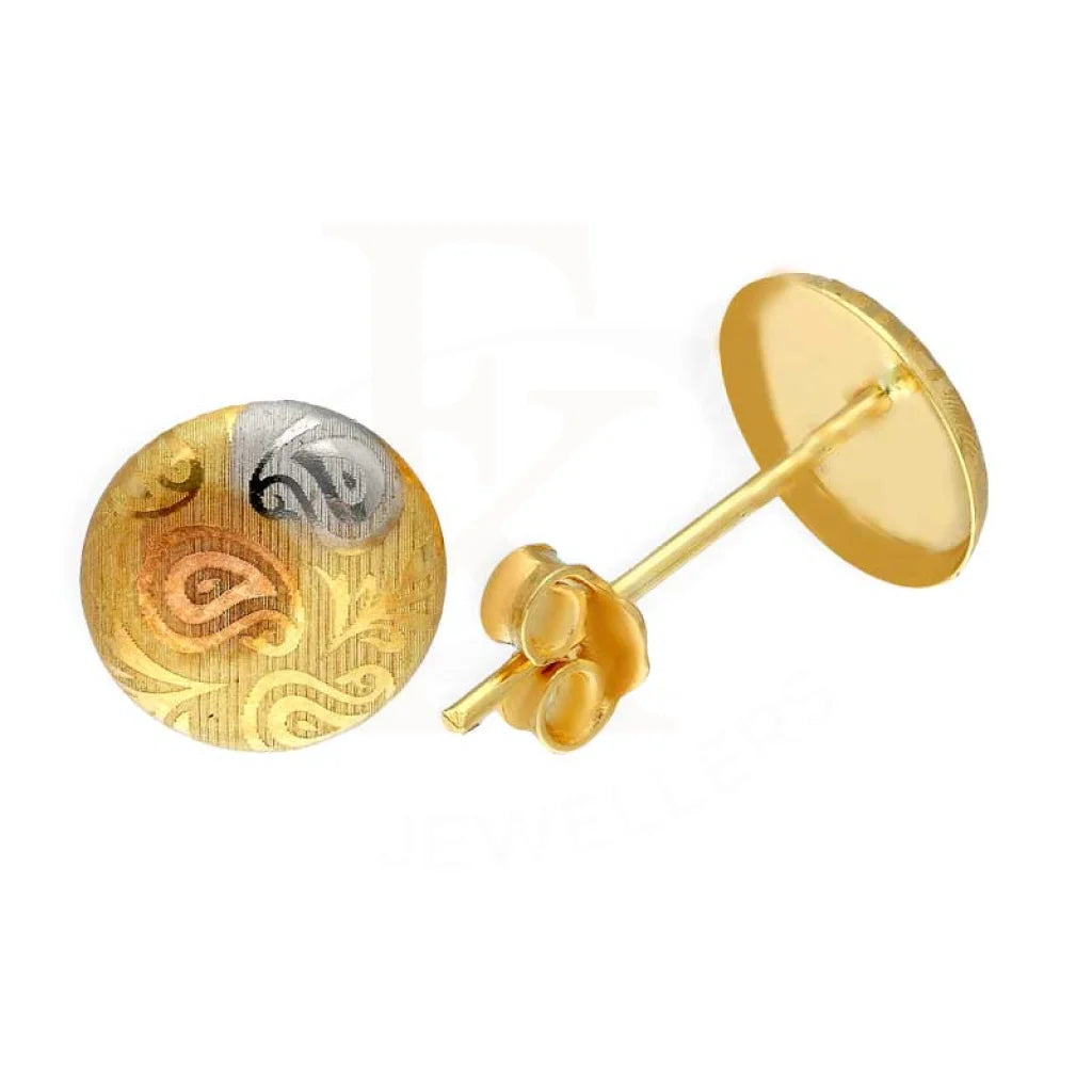 Gold Round Shaped Stud Earrings 18Kt - Fkjern18K2785