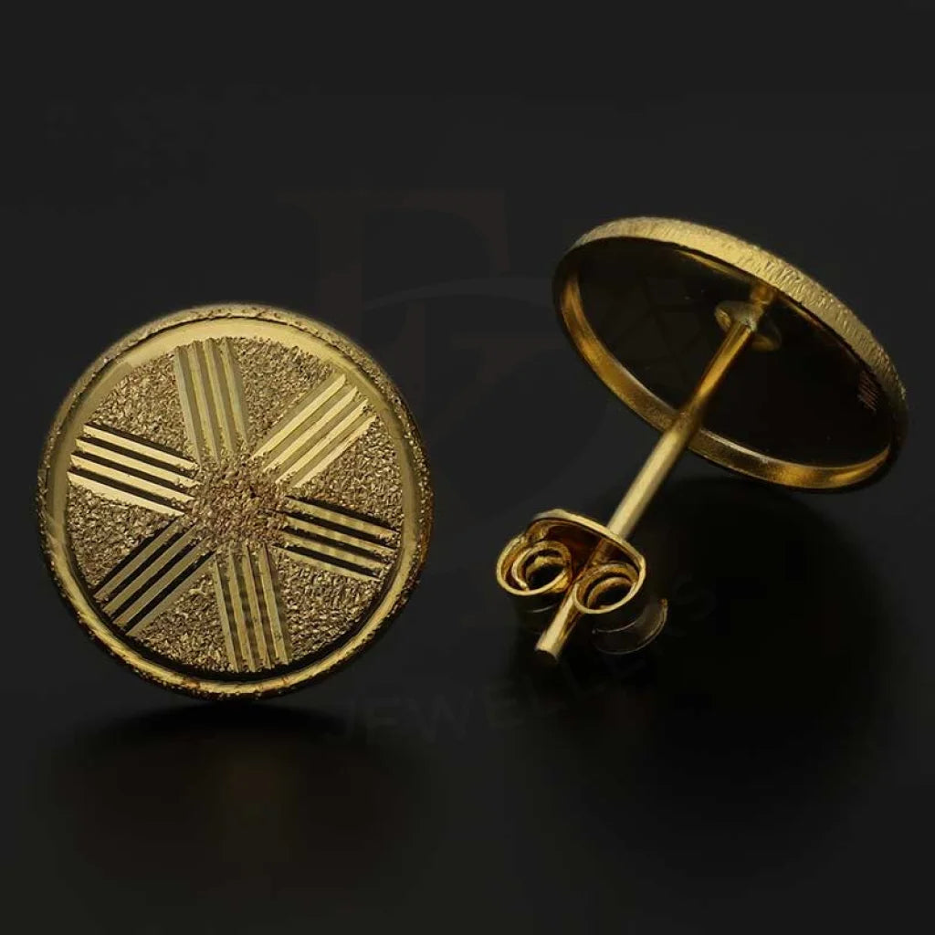 Gold Round Shaped Stud Earrings 18Kt - Fkjern18K3094