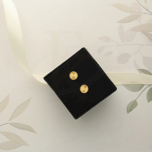 Gold Round Shaped Stud Earrings 21Kt - Fkjern21Km5008