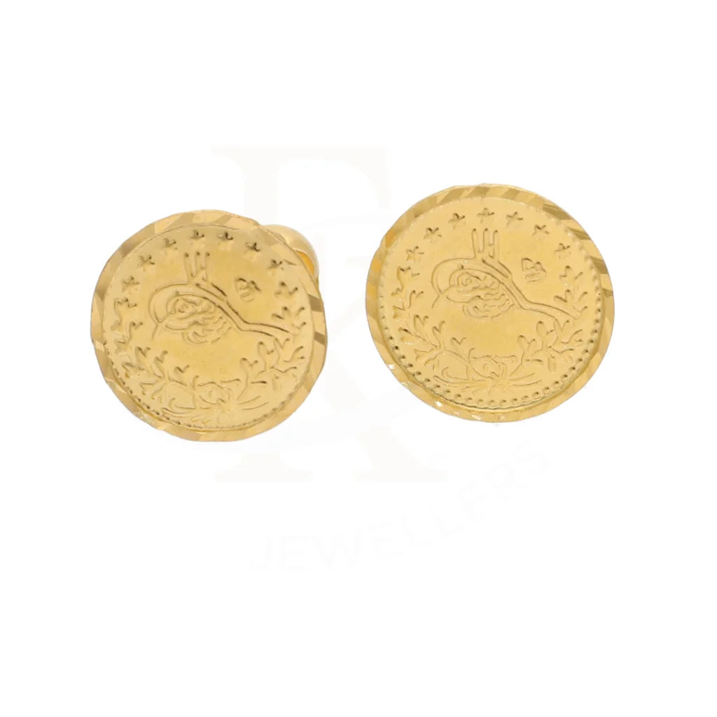 Gold Round Shaped Stud Earrings 21Kt - Fkjern21Km8625
