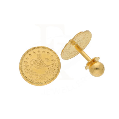 Gold Round Shaped Stud Earrings 21Kt - Fkjern21Km8625