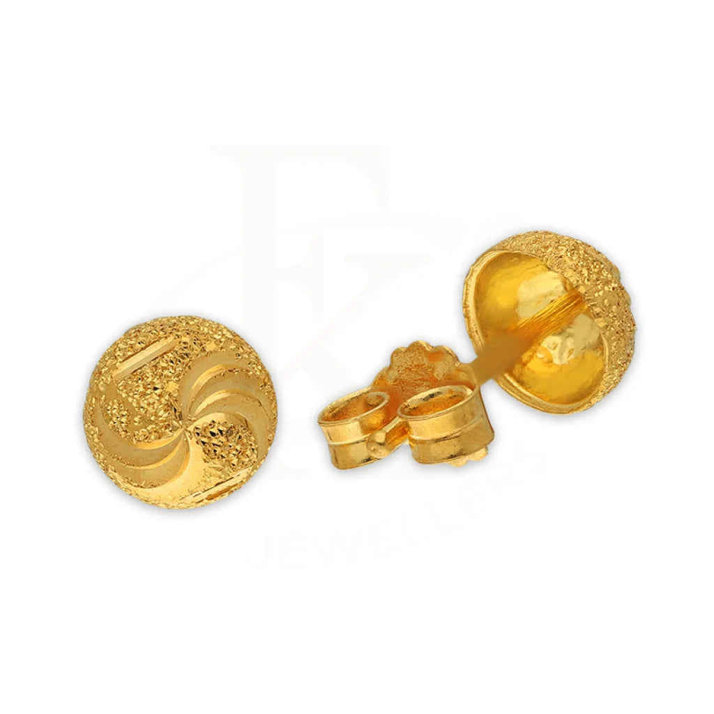 Gold Round Shaped Stud Earrings 22Kt - Fkjern22K3129