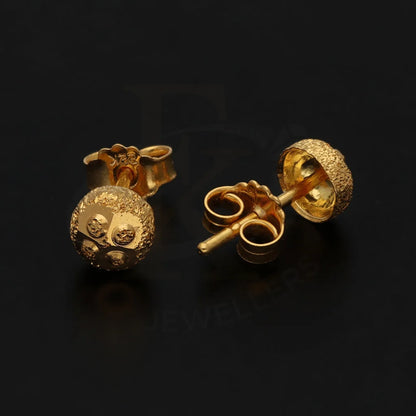 Gold Round Shaped Stud Earrings 22Kt - Fkjern22K3132