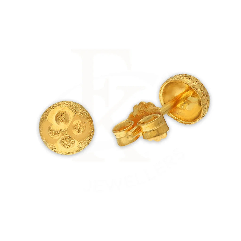 Gold Round Shaped Stud Earrings 22Kt - Fkjern22K3132