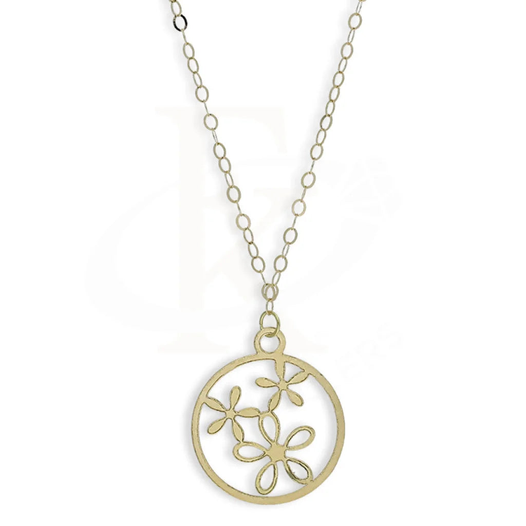 Gold Round Shaped With Flowers Necklace 18Kt - Fkjnkl18Km5298 Necklaces