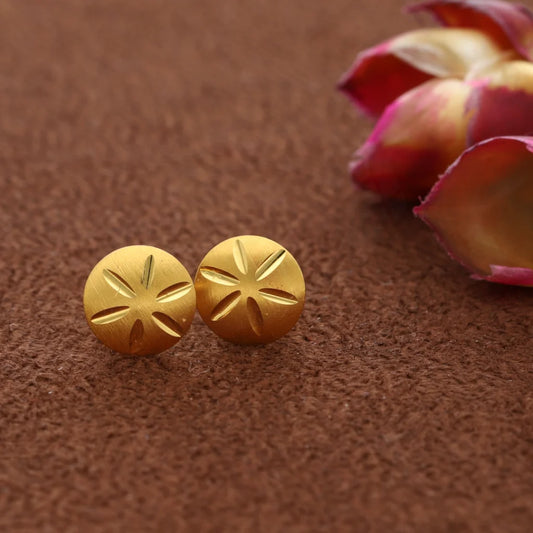 Gold Round Stud Earrings 21Kt - Fkjern21Km8479