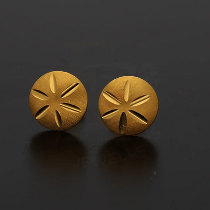 Gold Round Stud Earrings 21Kt - Fkjern21Km8479