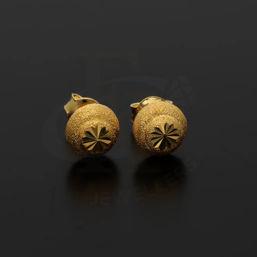 Gold Round Stud Shaped Earring 21Kt - Fkjern21Km8469 Earrings