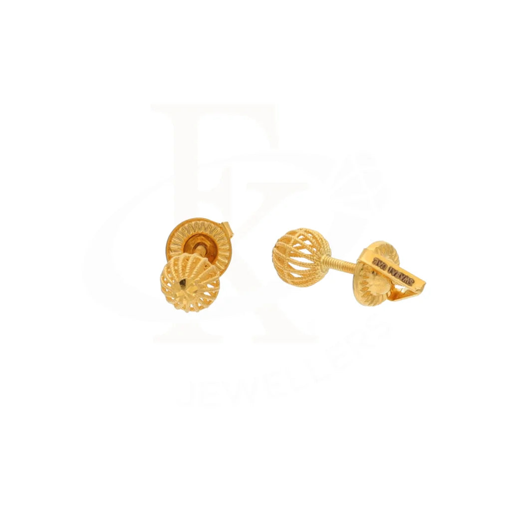 Gold Roundel Shaped Stud Earrings 21Kt - Fkjern21Km8624