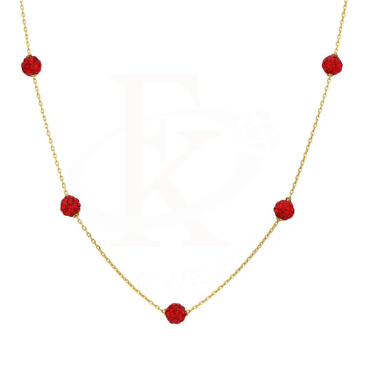 Gold Ruby Zirconia Ball Shaped Necklace 21Kt - Fkjnkl21K2876 Necklaces