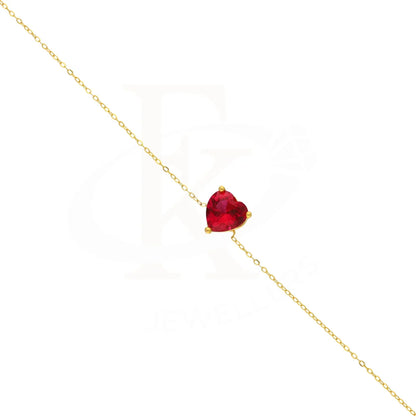 Gold Ruby Zirconia Heart Shaped Bracelet 21Kt - Fkjbrl21K2756 Bracelets