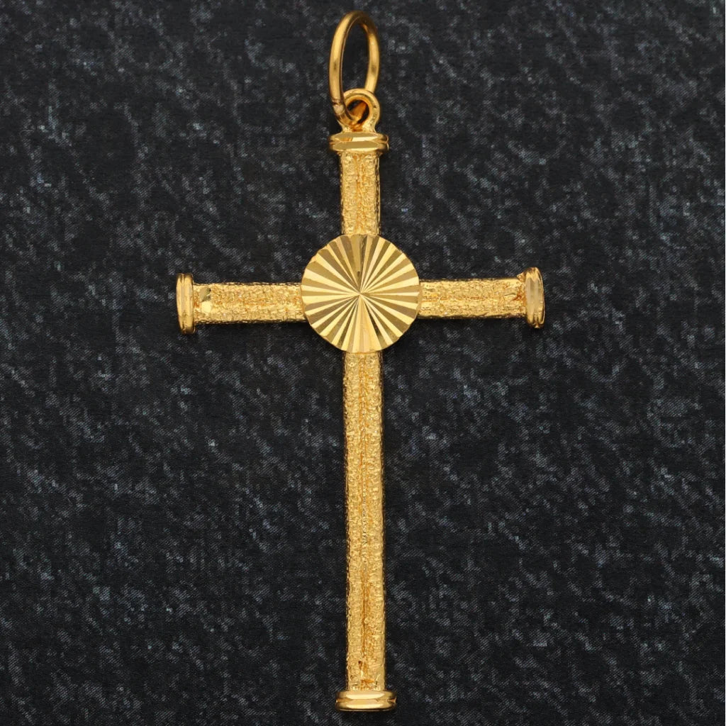 Gold Simple Cross Shaped Pendant 21Kt - Fkjpnd21K8566 Pendants