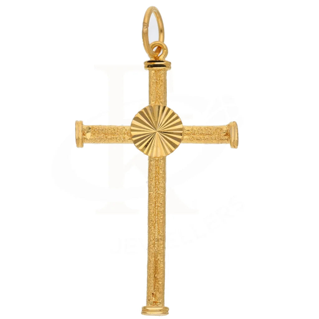 Gold Simple Cross Shaped Pendant 21Kt - Fkjpnd21K8566 Pendants