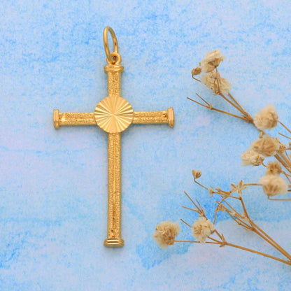 Gold Simple Cross Shaped Pendant 21Kt - Fkjpnd21K8566 Pendants