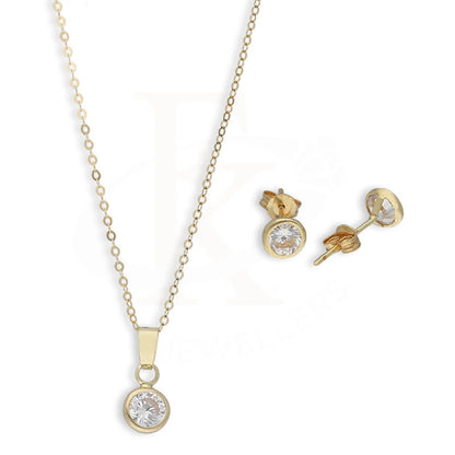 Gold Solitaire Pendant Set (Necklace And Earrings) 18Kt - Fkjnklst18K5554 Sets