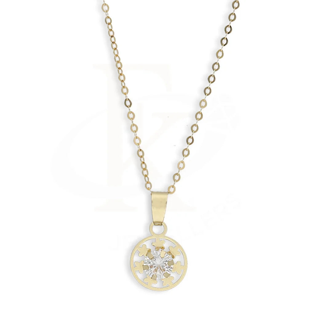 Gold Solitaire Pendant Set (Necklace And Earrings) 18Kt - Fkjnklst18K5576 Sets