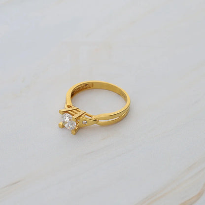 Gold Solitaire Ring 22Kt - Fkjrn22K5045 Rings