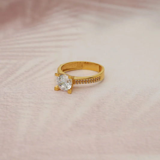 Gold Solitaire Ring 22Kt - Fkjrn22K5058 Rings