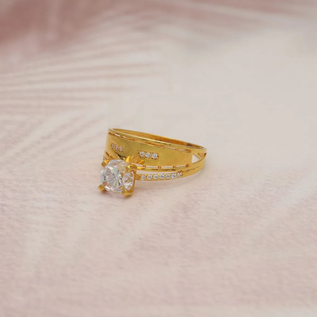 Gold Solitaire Ring 22Kt - Fkjrn22K5062 Rings