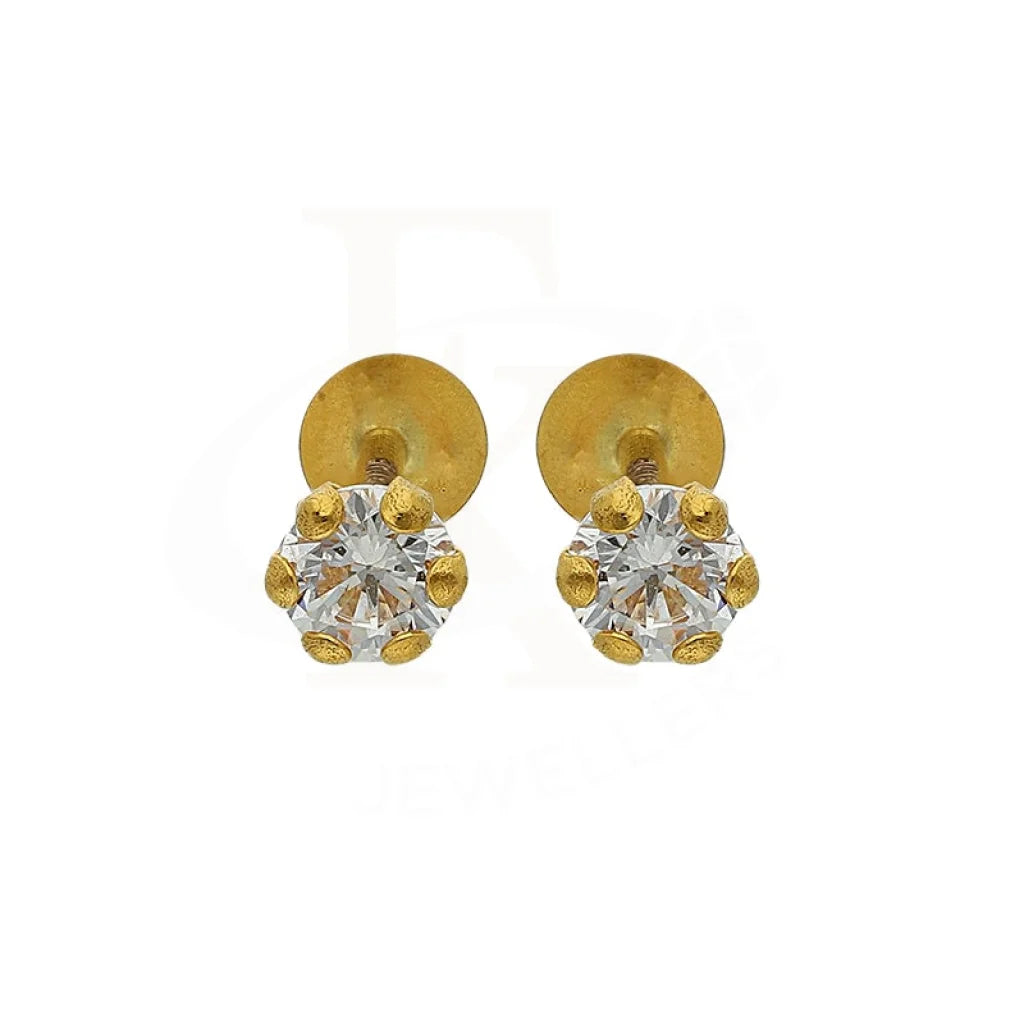 Gold Solitaire Second Stud Earrings 18Kt - Fkjern18K3097