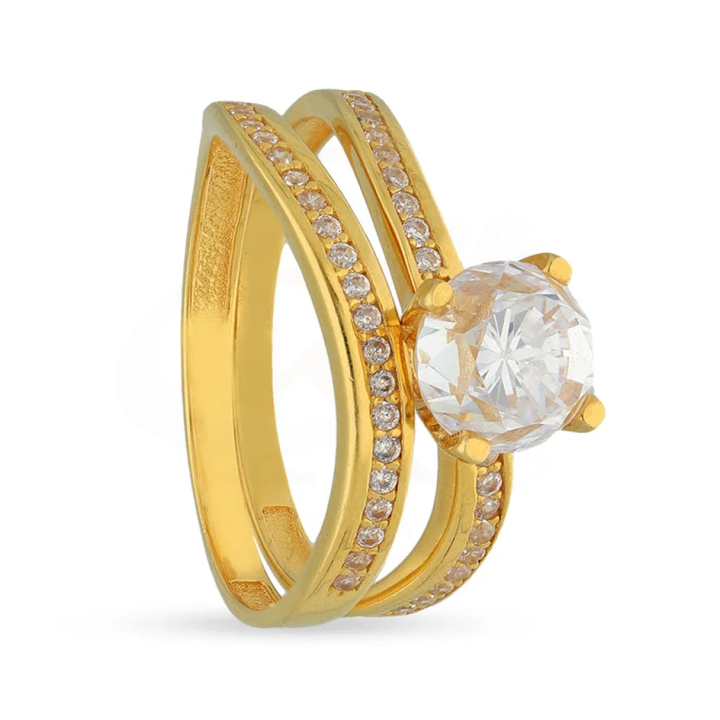 Gold Solitaire Twins Ring 22Kt - Fkjrn22K5074 Rings