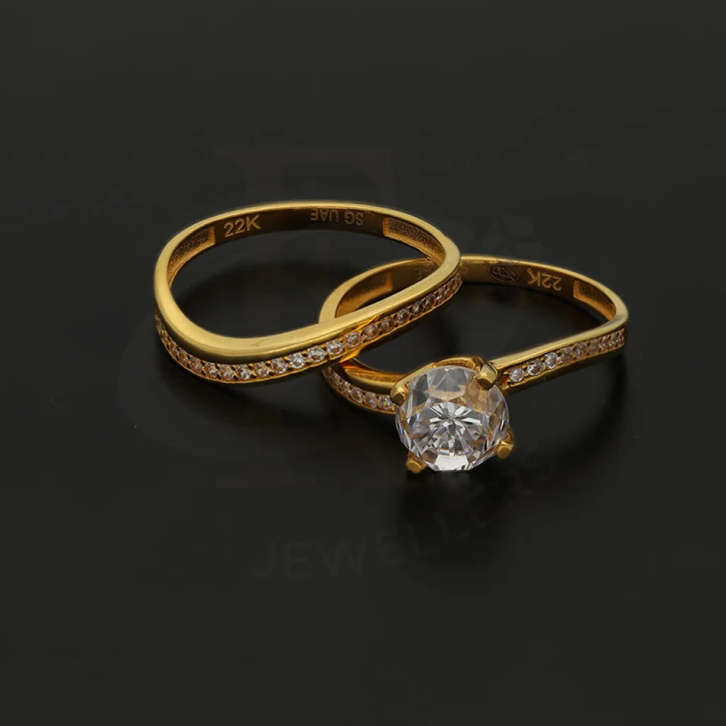 Gold Solitaire Twins Ring 22Kt - Fkjrn22K5074 Rings