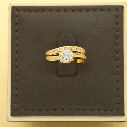 Gold Solitaire Twins Ring 22Kt - Fkjrn22K5074 Rings