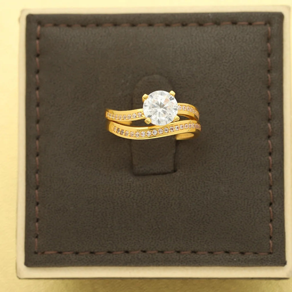 Gold Solitaire Twins Ring 22Kt - Fkjrn22K5075 Rings