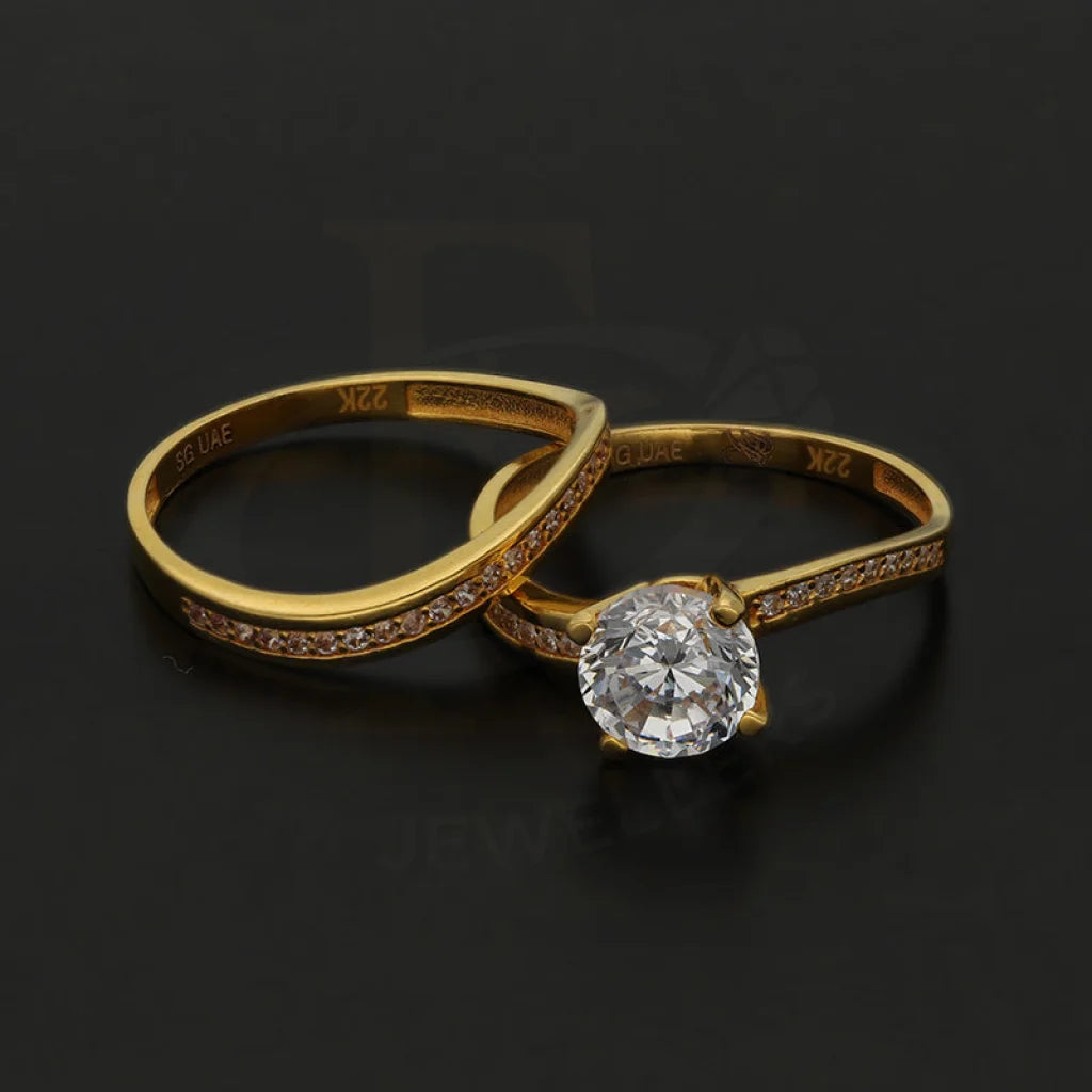 Gold Solitaire Twins Ring 22Kt - Fkjrn22K5075 Rings