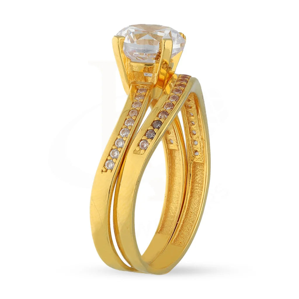 Gold Solitaire Twins Ring 22Kt - Fkjrn22K5075 Rings