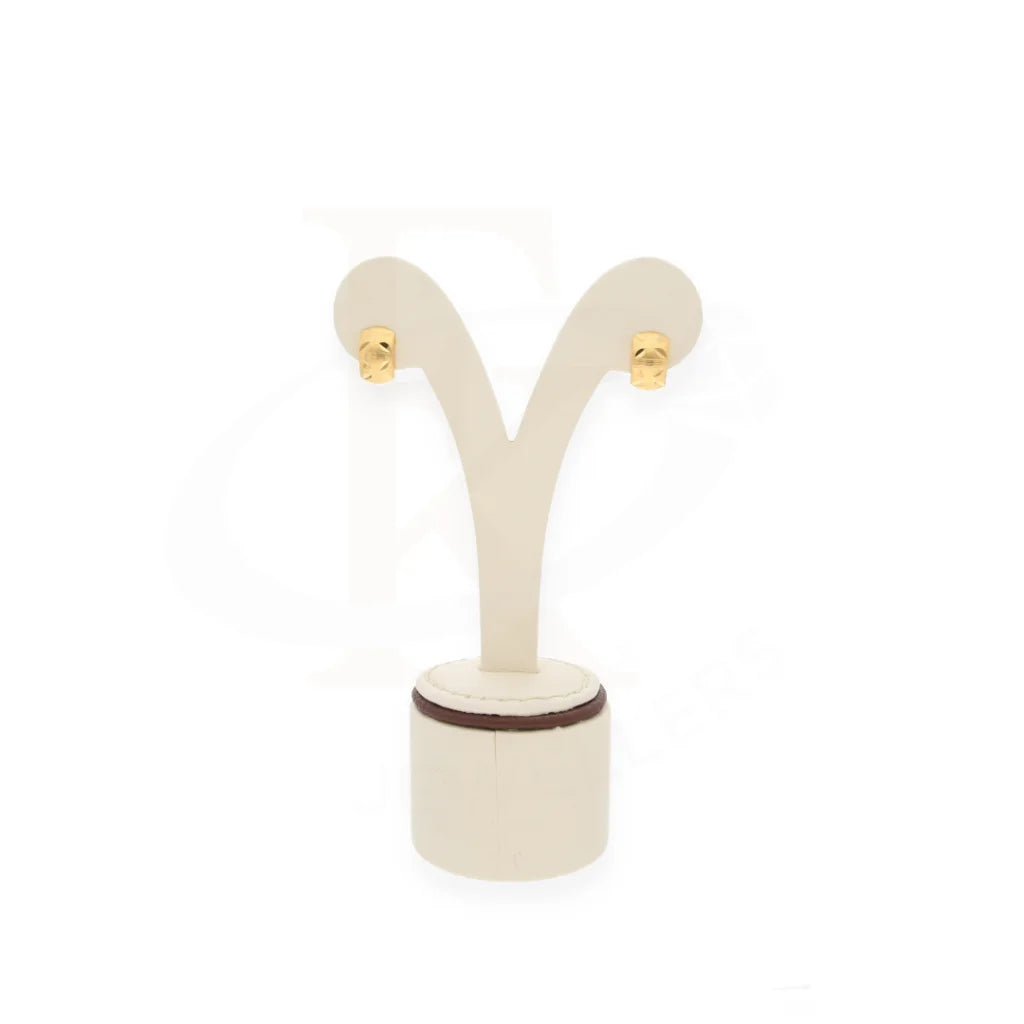 Gold Square Clip Shaped Earrings 21Kt - Fkjern21Km7964
