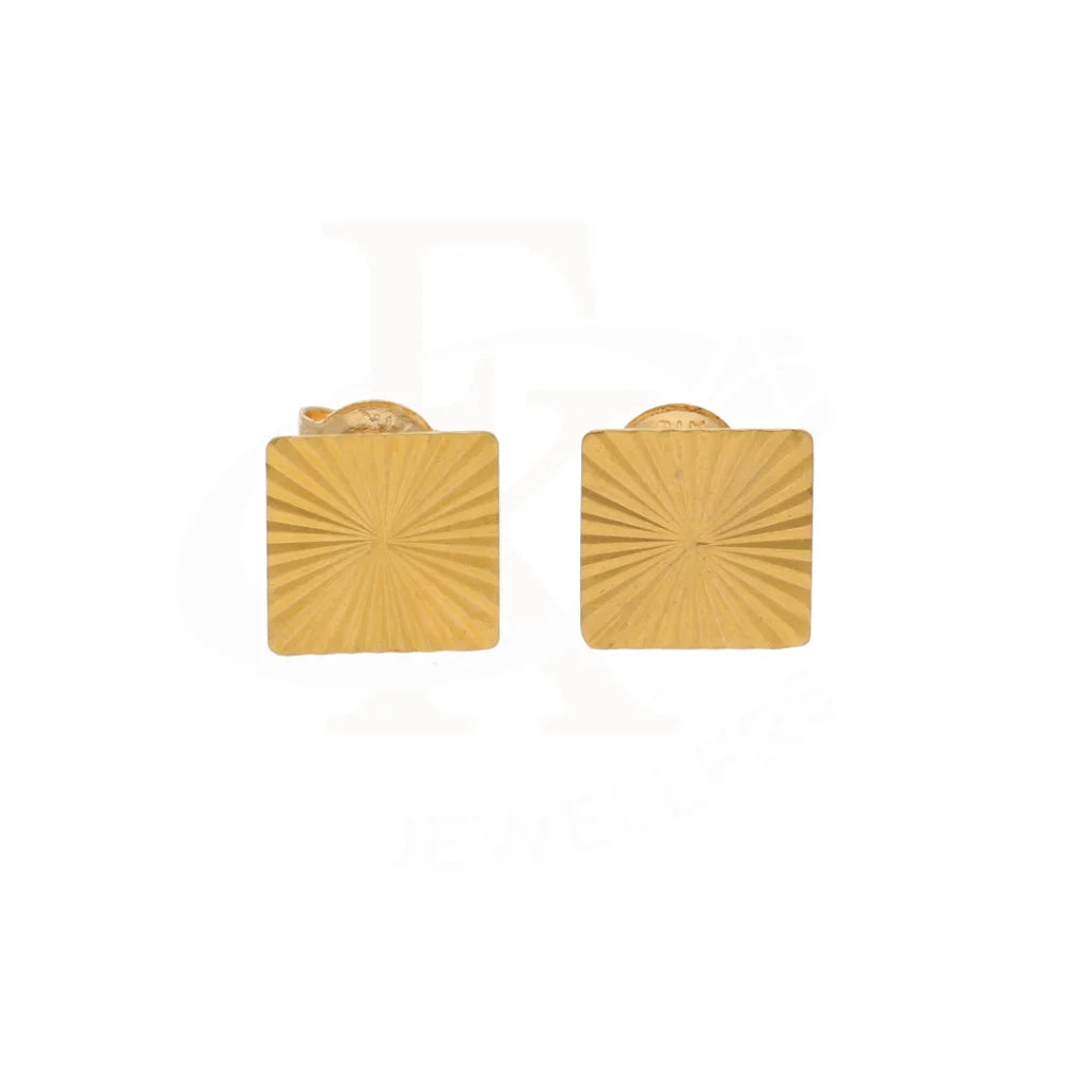 Gold Square Shaped Stud Earrings 21Kt - Fkjern21Km8626