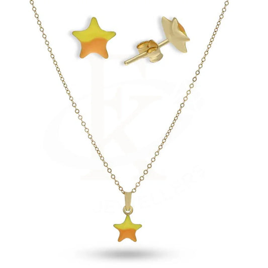 Gold Star Baby Pendant Set (Necklace And Earrings) 18Kt - Fkjnklst18K2430 Sets