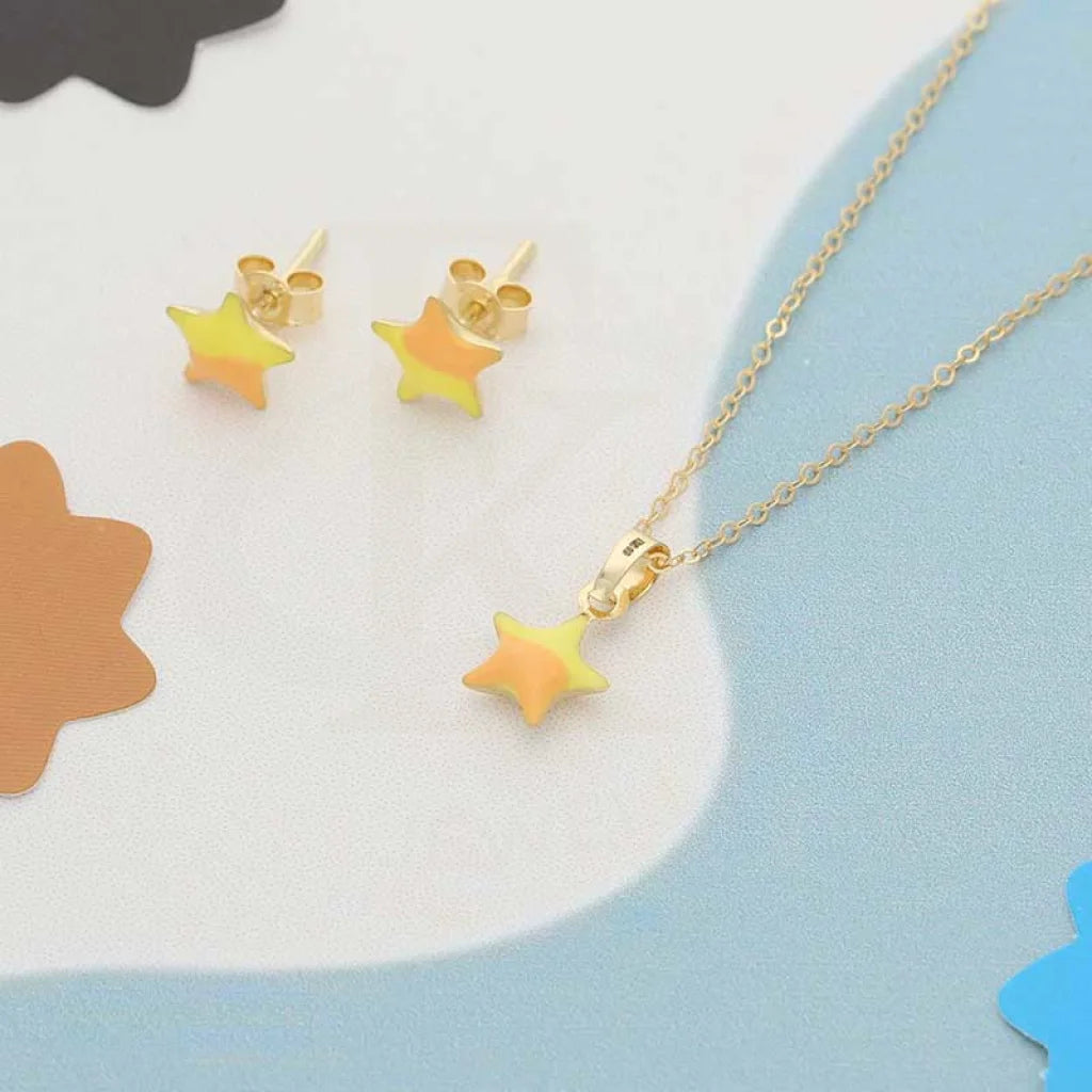 Gold Star Baby Pendant Set (Necklace And Earrings) 18Kt - Fkjnklst18K2430 Sets