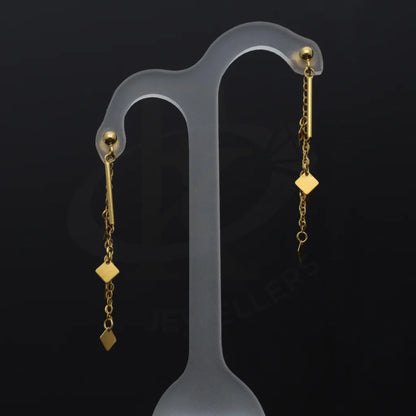 Gold Strand Square Drop Earrings 21Kt - Fkjern21K7990