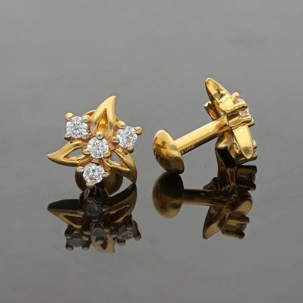 Gold Stud Earrings 22Kt - Fkjern1660