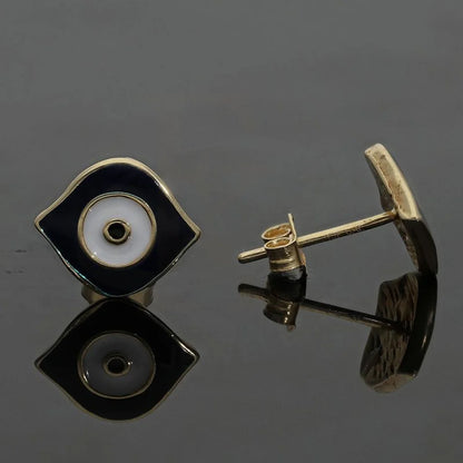 Gold Stud Evil Eye Earrings 18Kt - Fkjern18K1828