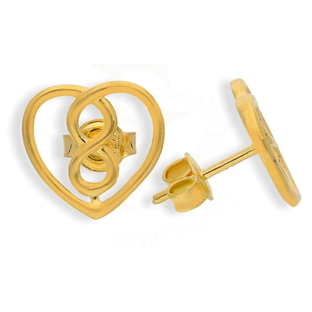 Gold Stud Heart With Infinity Earrings 18Kt - Fkjern18K1782