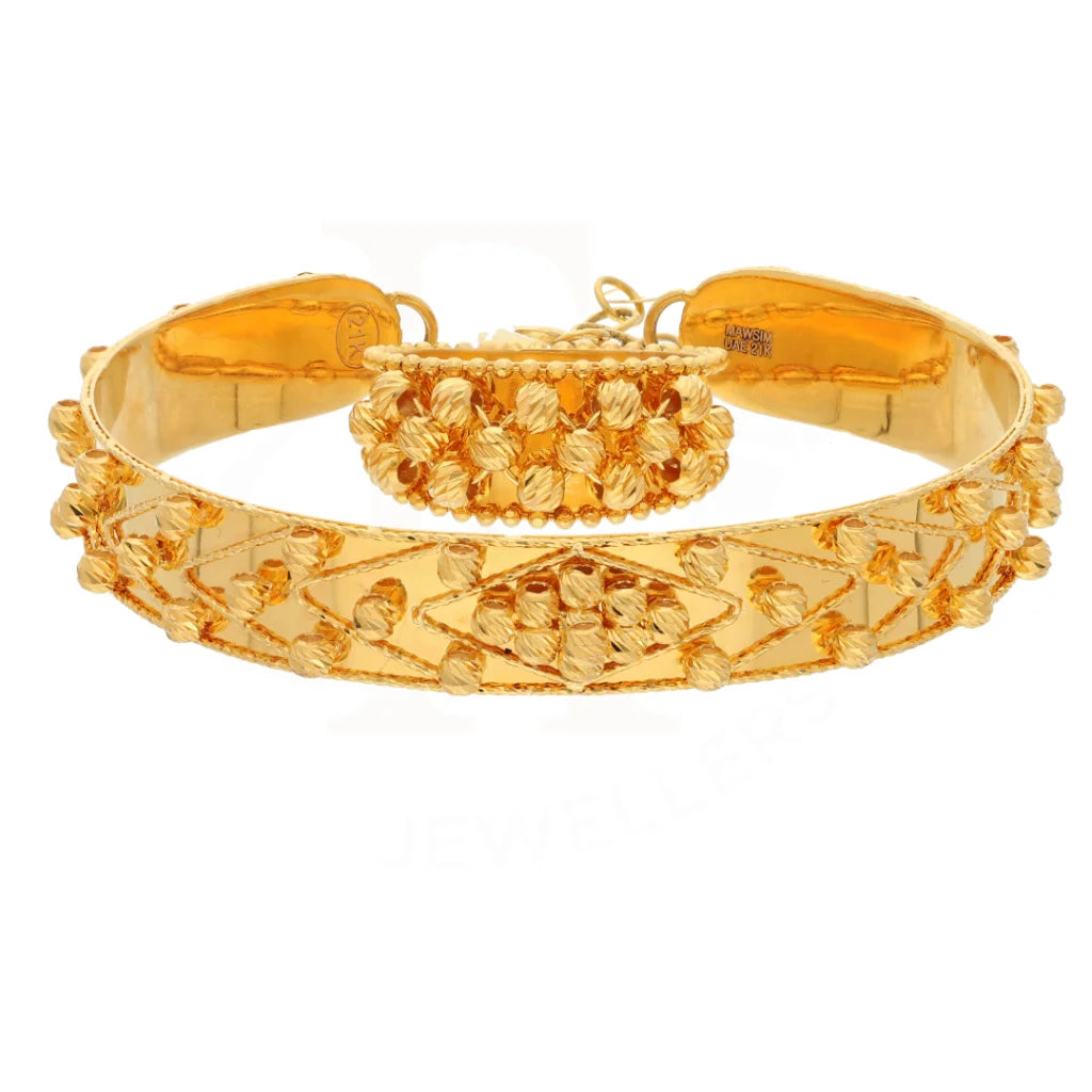 Gold Stud Stone Design Bangle Set (Bangle And Ring) 21Kt - Fkjset21Km8687 Pendant Sets