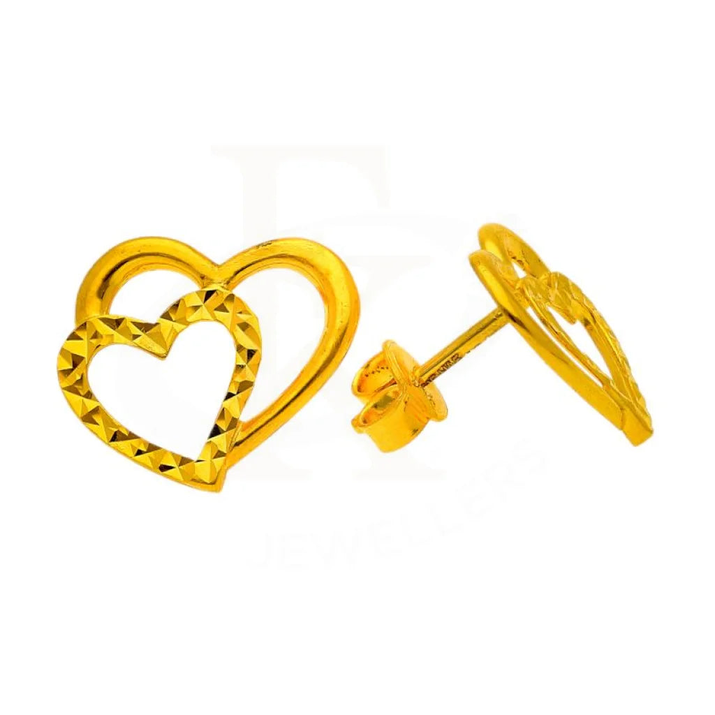 Gold Stud Twin Heart Earrings 18Kt - Fkjern18K1783